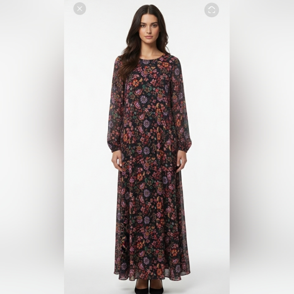 Scoop Dress Black Purple Maxi Whimsigoth Boho Cottage 3X
